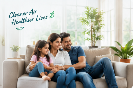 Family enjoying clean indoor air in Madhya Pradesh
