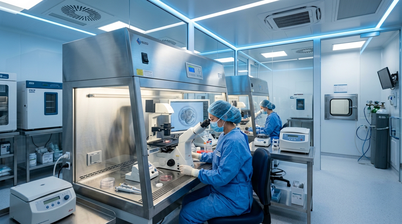 IVF and Embryology Cleanroom Laboratory with Laminar Flow Station